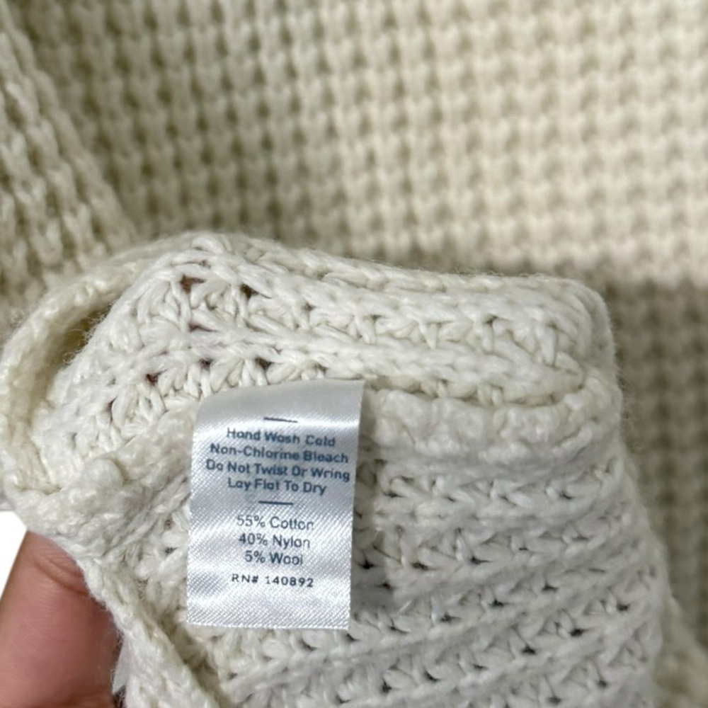 MARINE LAYER Delaney Cotton Wool Off White Knit Long Sweater Pullover Top - Picture 5 of 5